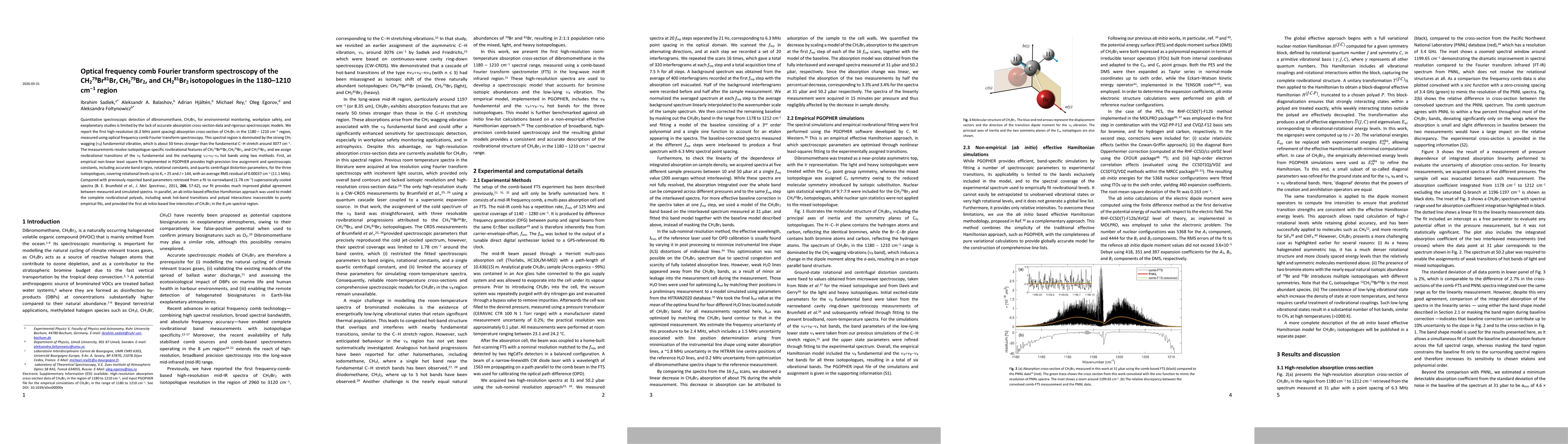 Thumbnail for Optical frequency comb Fourier transform spectroscopy of the CH$_2$$^{79}$Br$^{81}$Br, CH$_2$$^{79}$Br$_2$, and CH$_2$$^{81}$Br$_2$ isotopologues in the 1180-1210 cm$^{-1}$ region