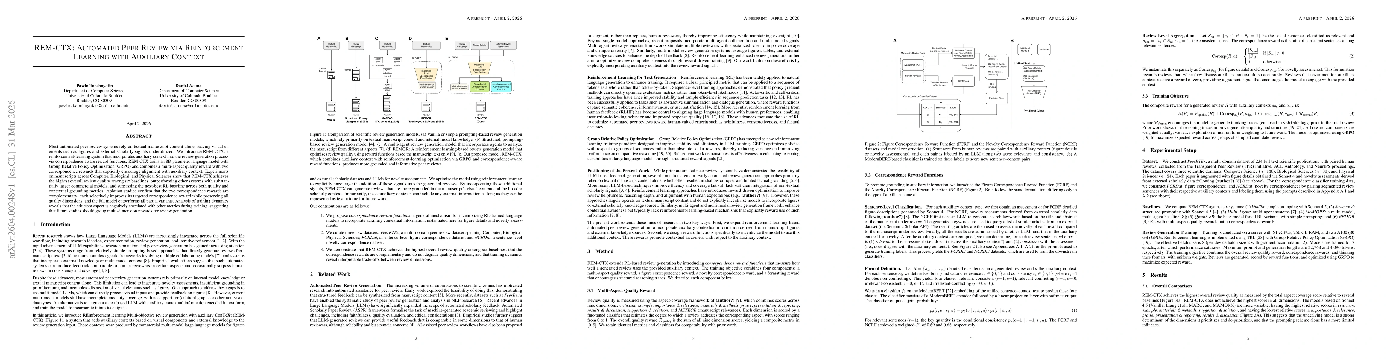 Thumbnail for REM-CTX: Automated Peer Review via Reinforcement Learning with Auxiliary Context