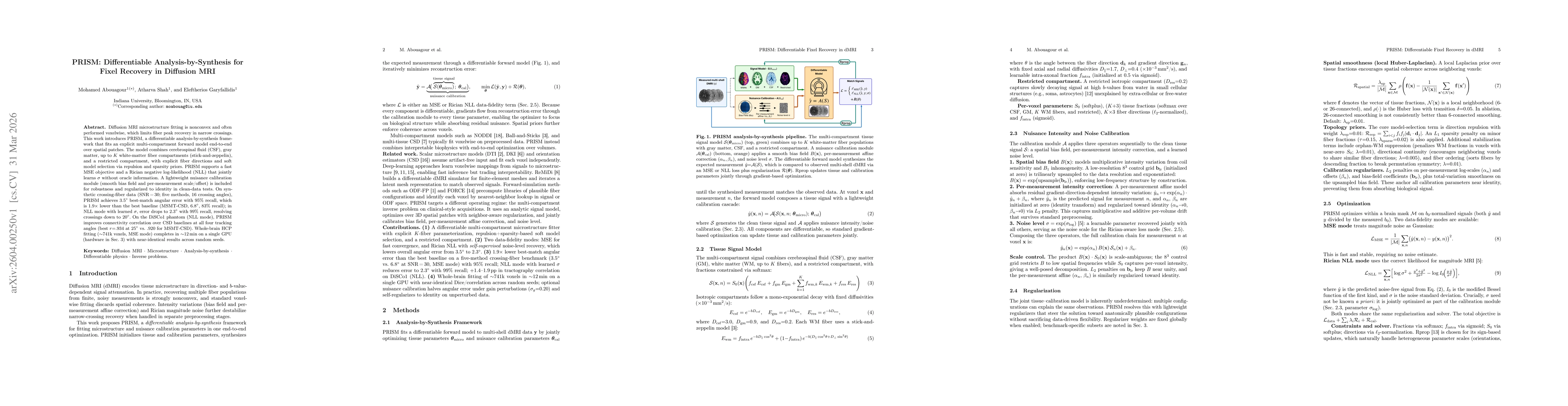 Thumbnail for PRISM: Differentiable Analysis-by-Synthesis for Fixel Recovery in Diffusion MRI
