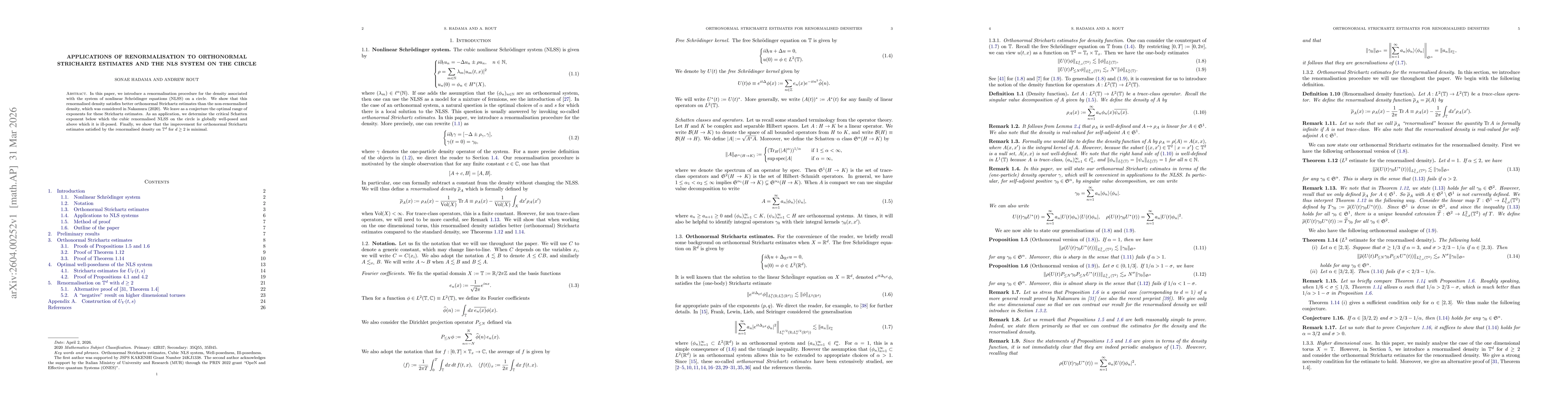 Thumbnail for Applications of renormalisation to orthonormal Strichartz estimates and the NLS system on the circle