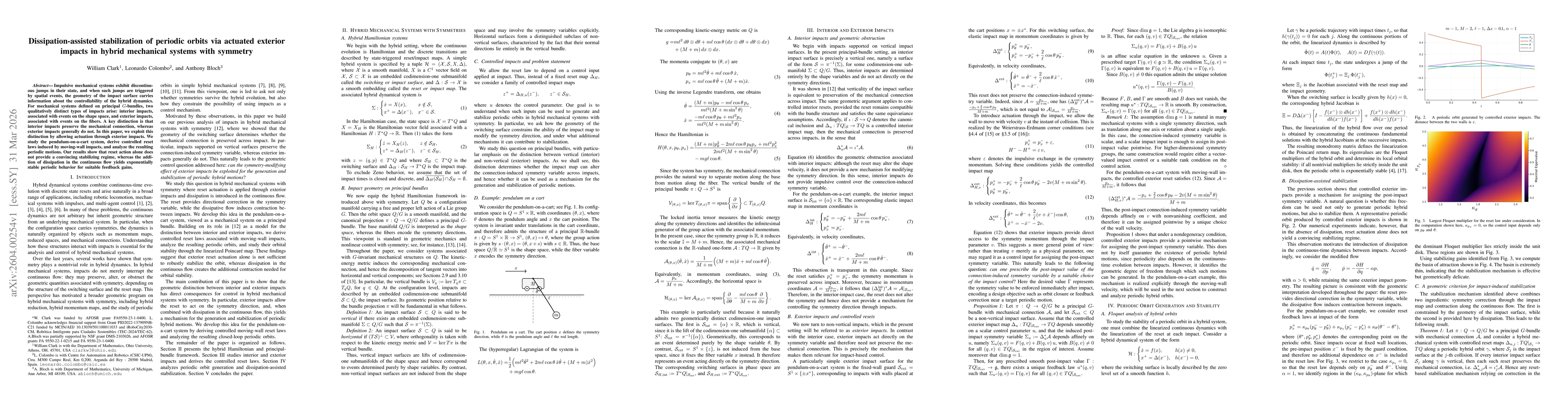 Thumbnail for Dissipation-assisted stabilization of periodic orbits via actuated exterior impacts in hybrid mechanical systems with symmetry