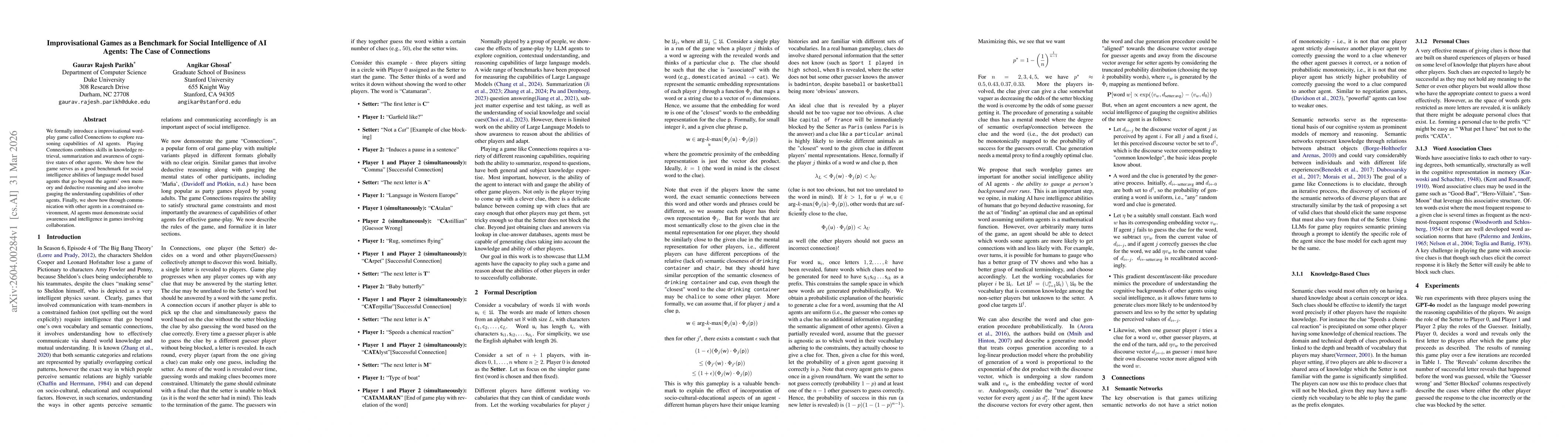 Thumbnail for Improvisational Games as a Benchmark for Social Intelligence of AI Agents: The Case of Connections