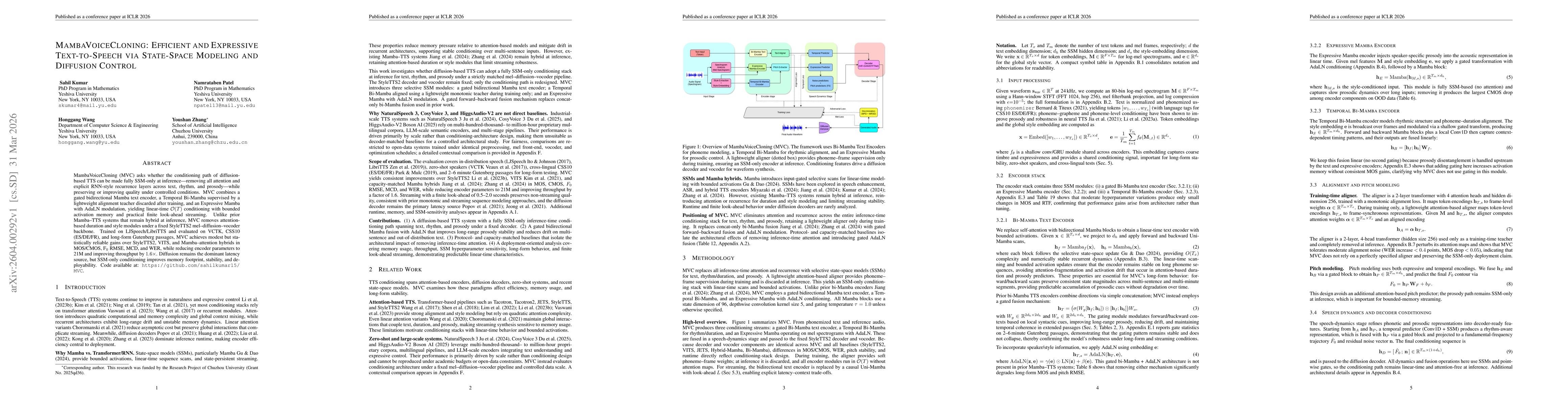 Thumbnail for MambaVoiceCloning: Efficient and Expressive Text-to-Speech via State-Space Modeling and Diffusion Control