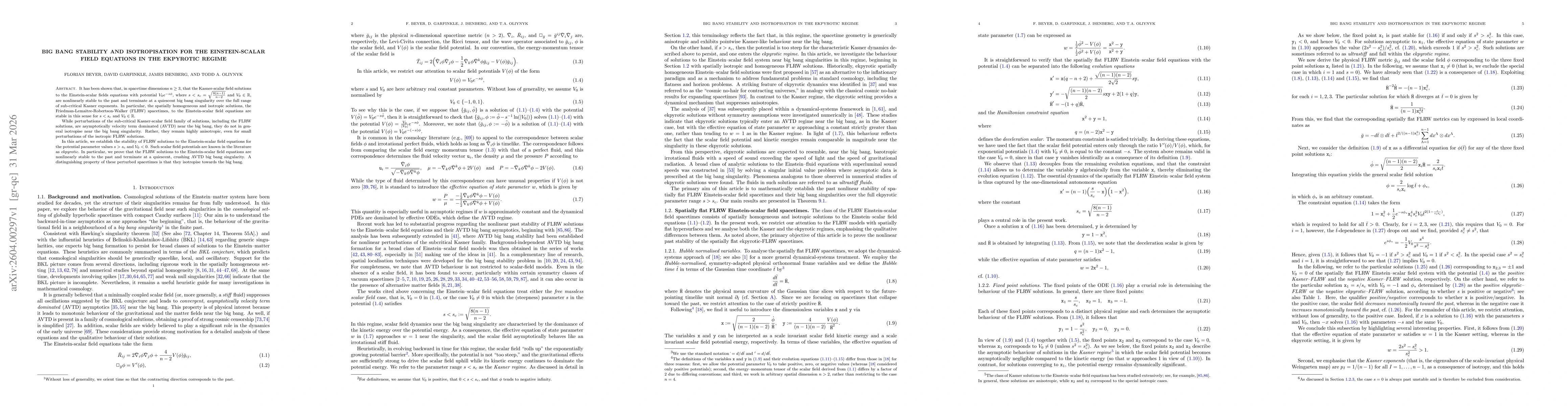 Thumbnail for Big bang stability and isotropisation for the Einstein-scalar field equations in the ekpyrotic regime