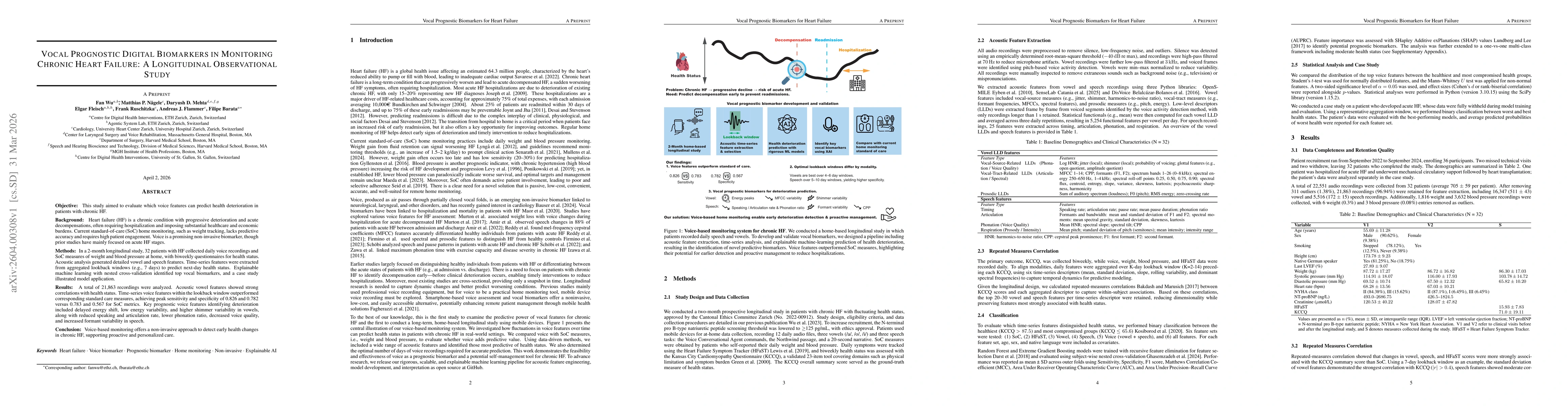 Thumbnail for Vocal Prognostic Digital Biomarkers in Monitoring Chronic Heart Failure: A Longitudinal Observational Study