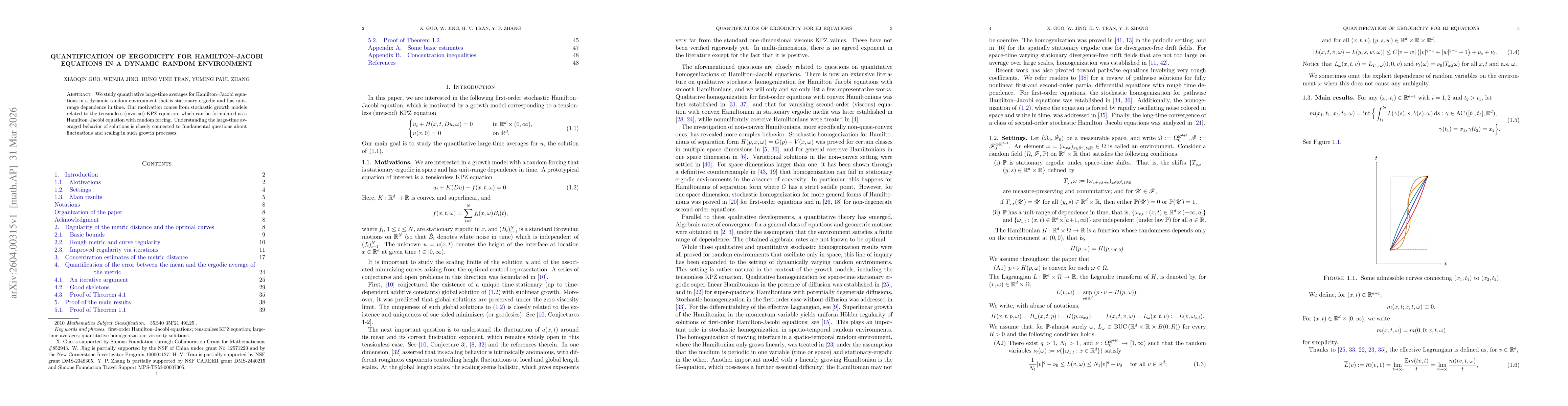 Thumbnail for Quantification of ergodicity for Hamilton--Jacobi equations in a dynamic random environment