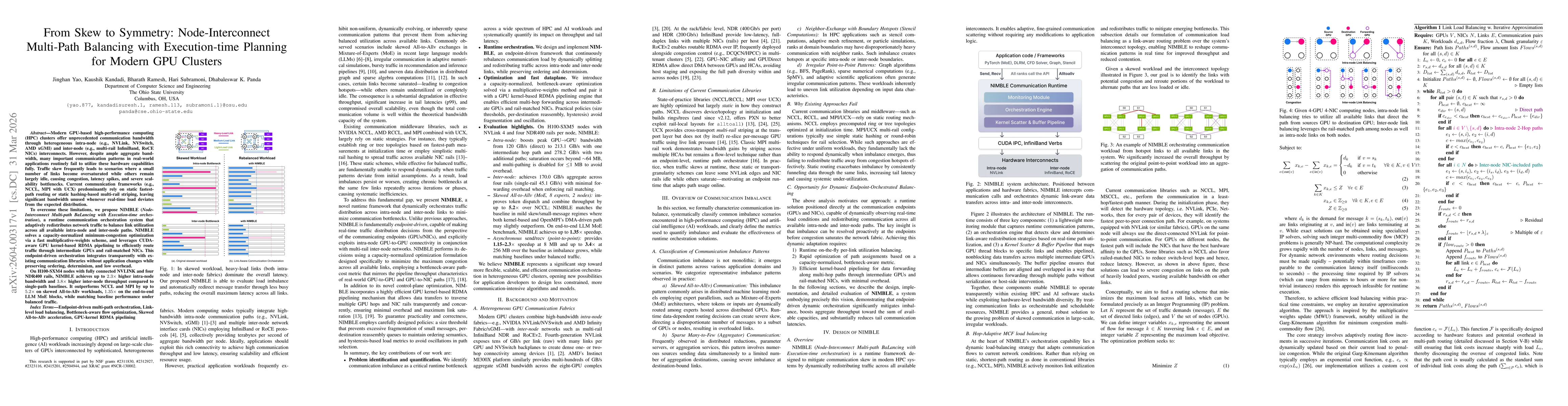 Thumbnail for From Skew to Symmetry: Node-Interconnect Multi-Path Balancing with Execution-time Planning for Modern GPU Clusters