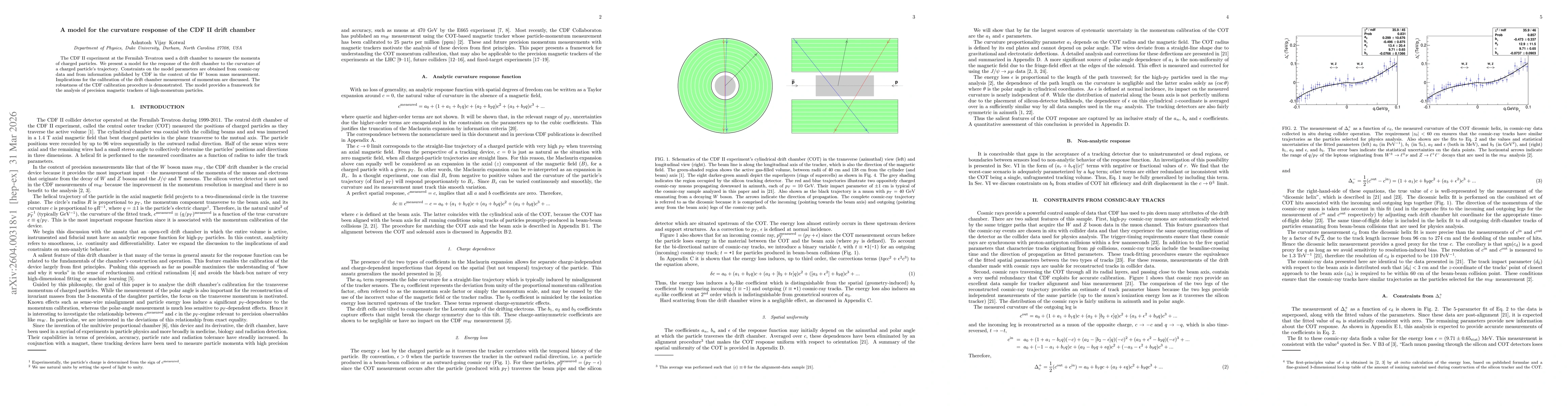 Thumbnail for Model for the curvature response of the CDF II drift chamber