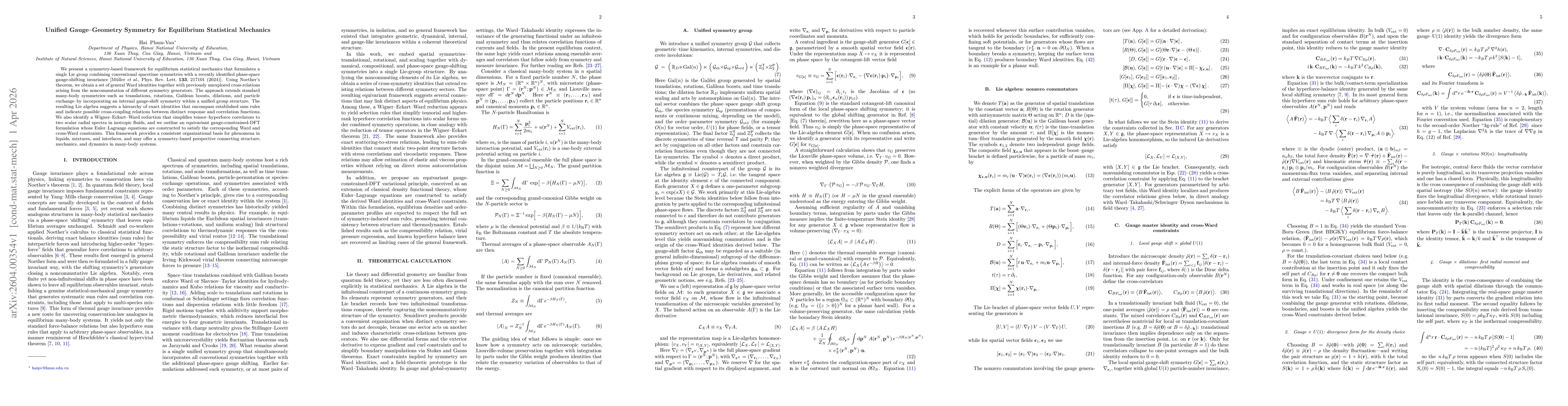 Thumbnail for Unified Gauge-Geometry Symmetry for Equilibrium Statistical Mechanics