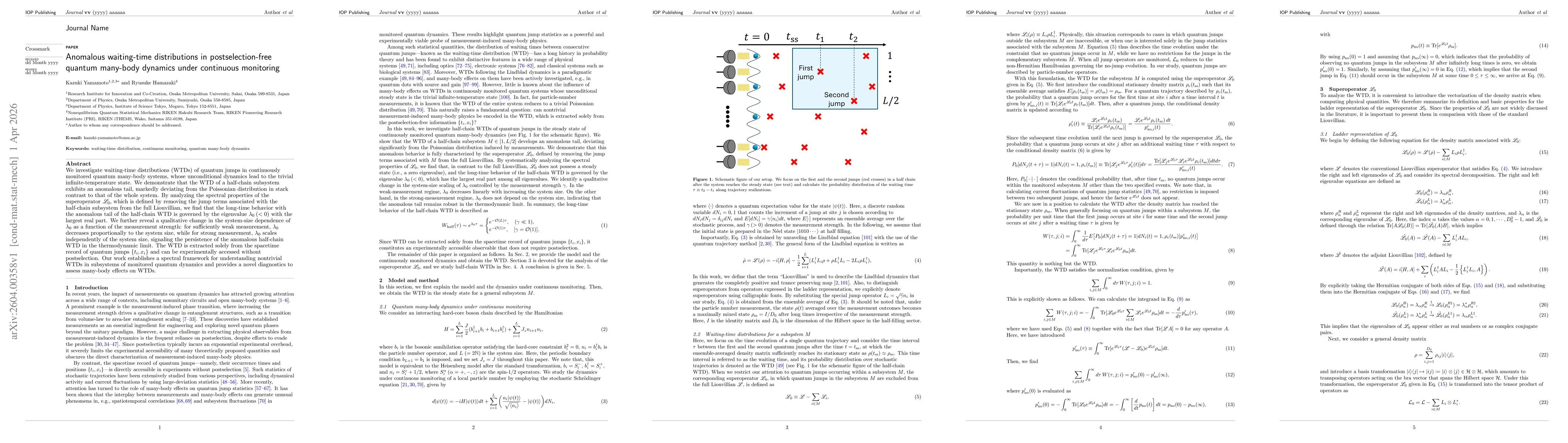 Thumbnail for Anomalous waiting-time distributions in postselection-free quantum many-body dynamics under continuous monitoring