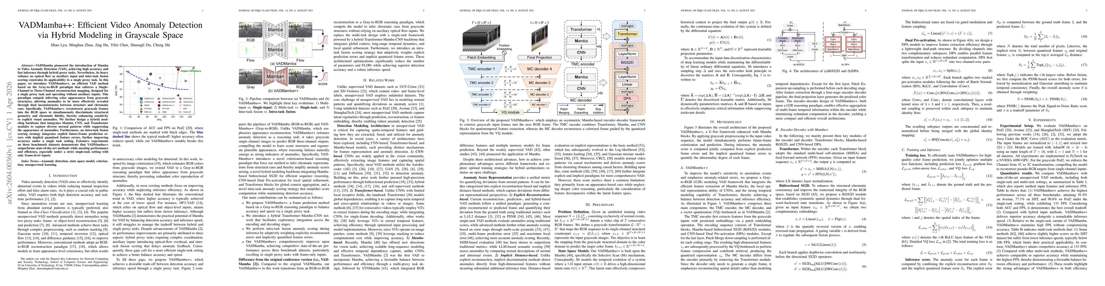 Thumbnail for VADMamba++: Efficient Video Anomaly Detection via Hybrid Modeling in Grayscale Space