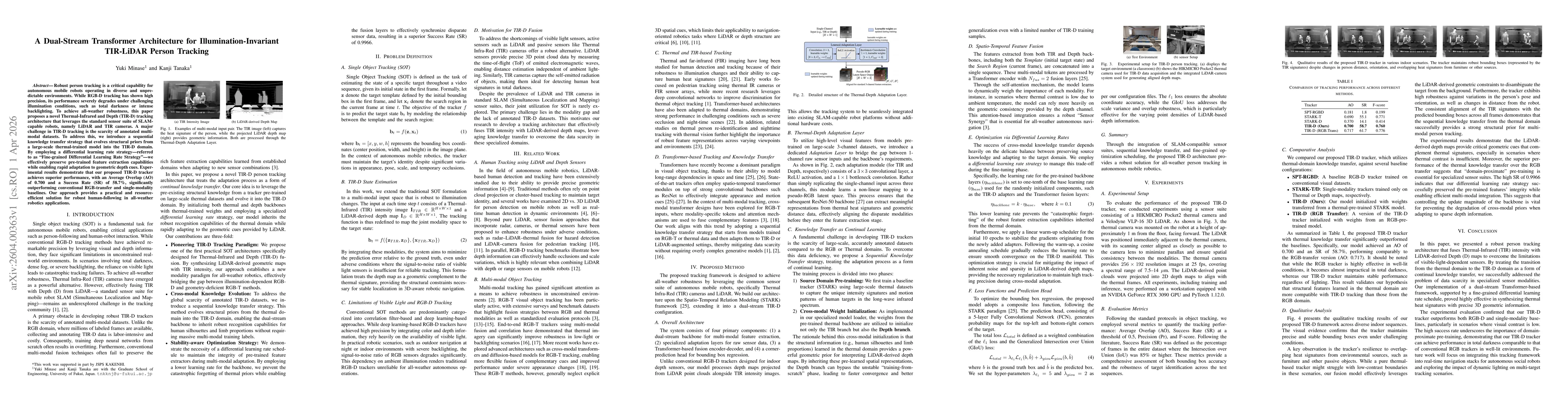 Thumbnail for A Dual-Stream Transformer Architecture for Illumination-Invariant TIR-LiDAR Person Tracking