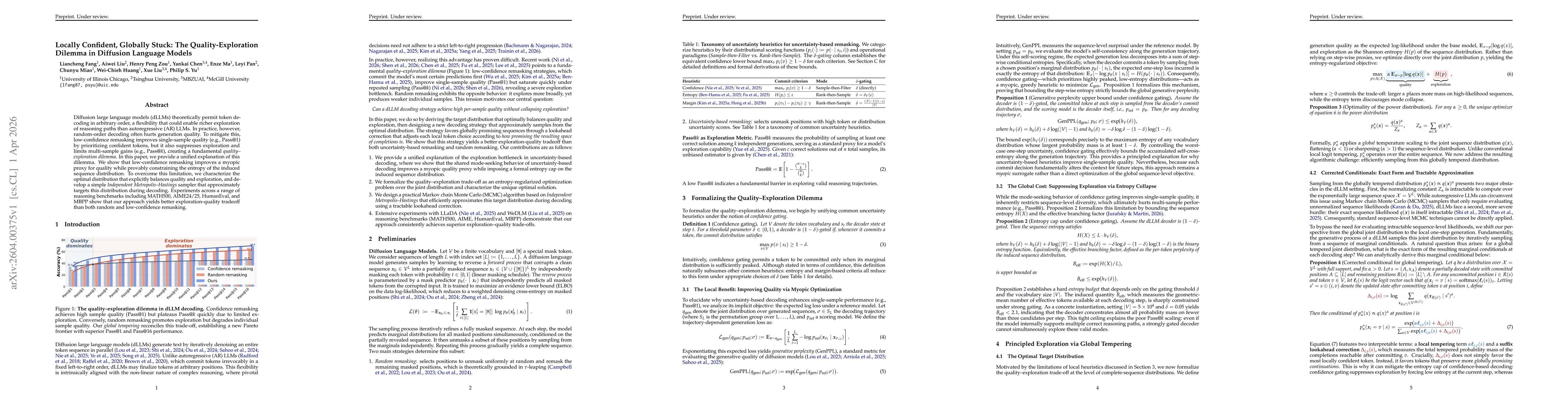 Thumbnail for Locally Confident, Globally Stuck: The Quality-Exploration Dilemma in Diffusion Language Models