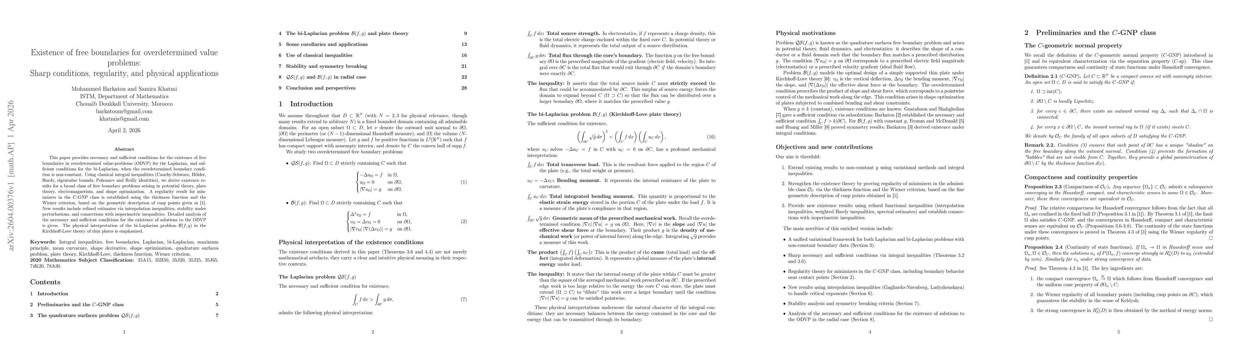 Thumbnail for Existence of free boundaries for overdetermined value problems: Sharp conditions, regularity, and physical applications