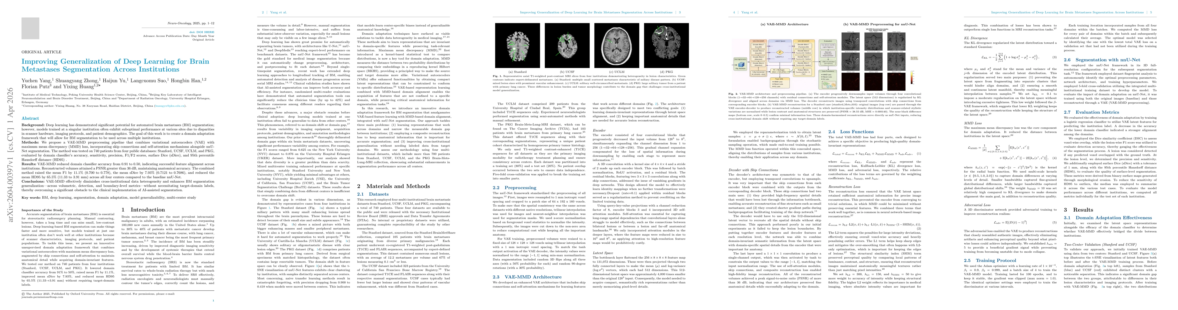 Thumbnail for Improving Generalization of Deep Learning for Brain Metastases Segmentation Across Institutions