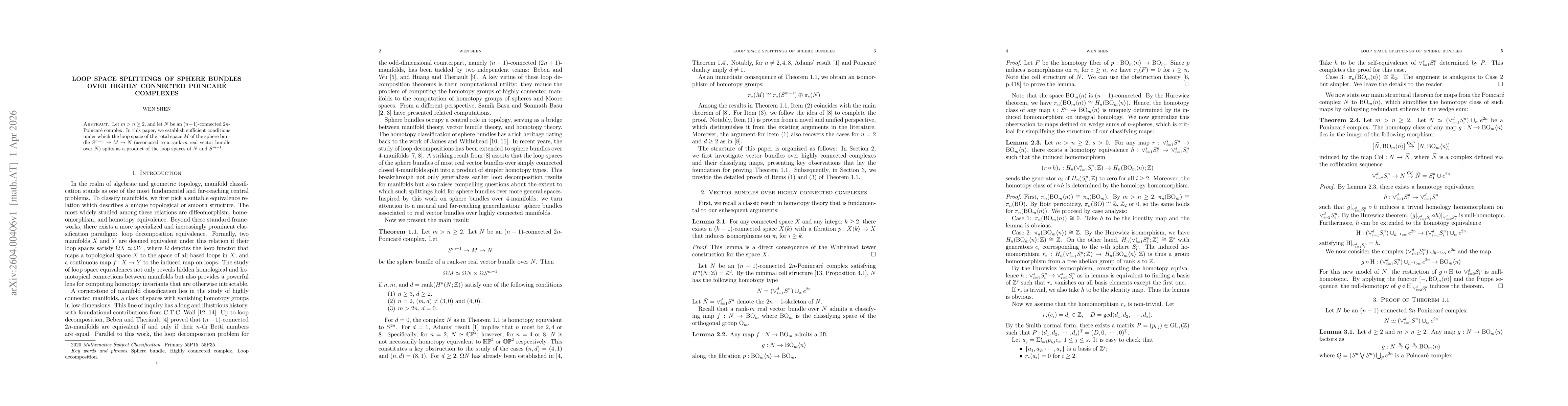 Thumbnail for Loop Space Splittings of Sphere Bundles over Highly Connected Poincaré Complexes