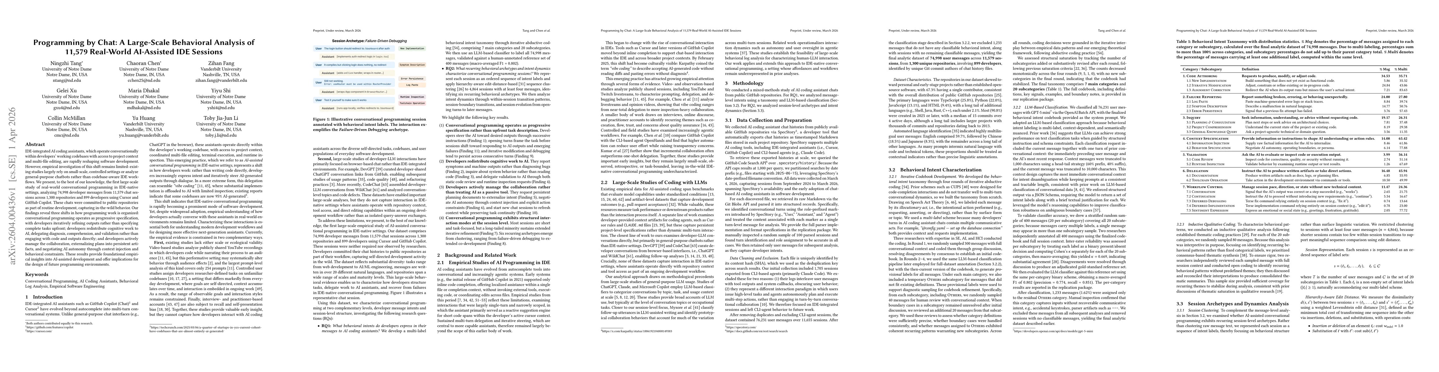Thumbnail for Programming by Chat: A Large-Scale Behavioral Analysis of 11,579 Real-World AI-Assisted IDE Sessions