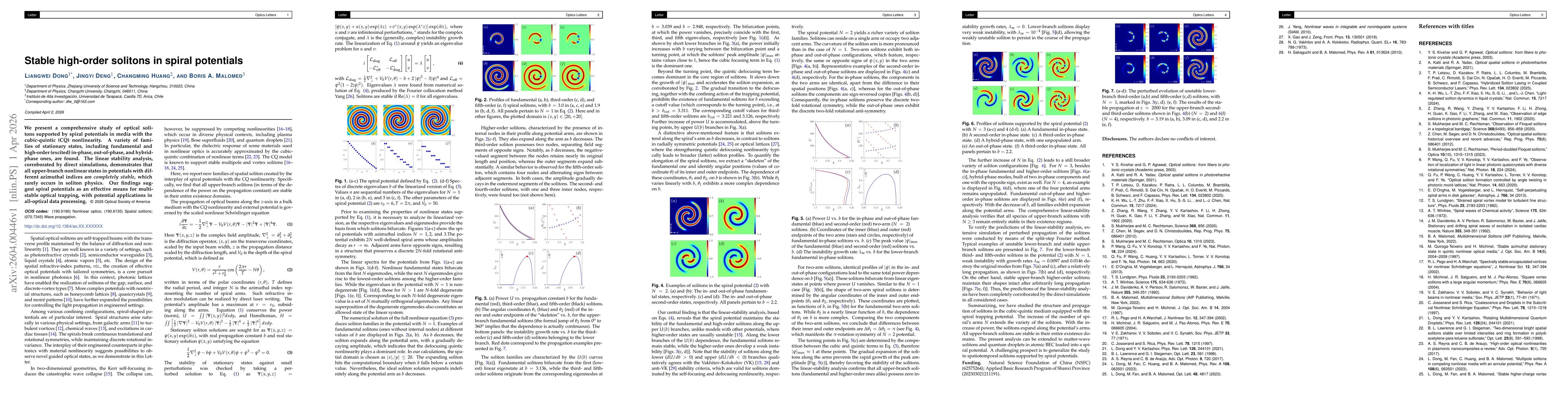 Thumbnail for Stable high-order solitons in spiral potentials