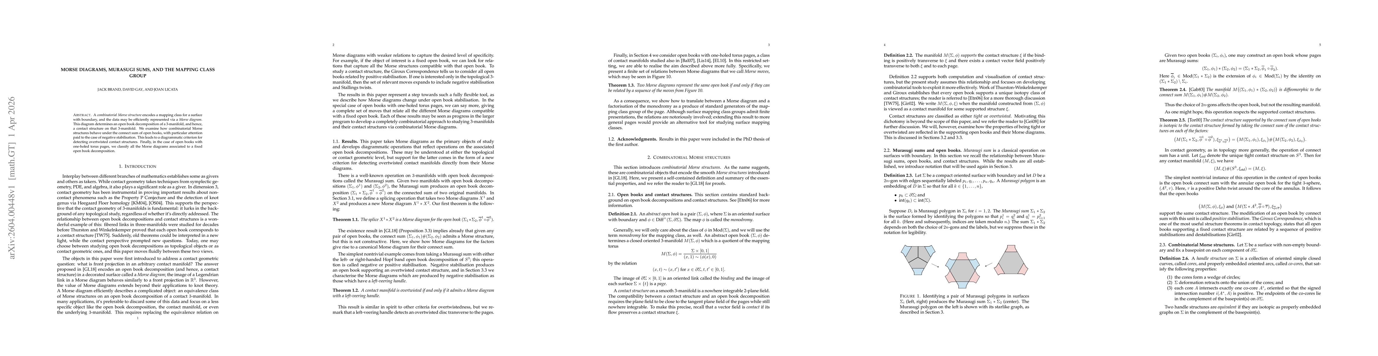 Thumbnail for Morse diagrams, Murasugi sums, and the mapping class group