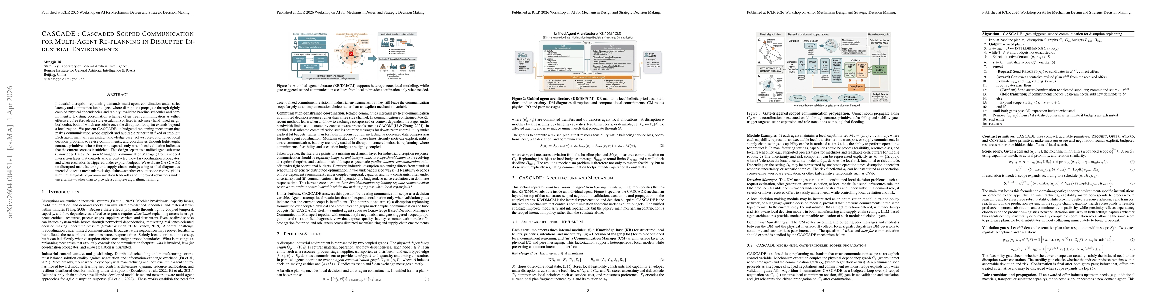 Thumbnail for CASCADE: Cascaded Scoped Communication for Multi-Agent Re-planning in Disrupted Industrial Environments