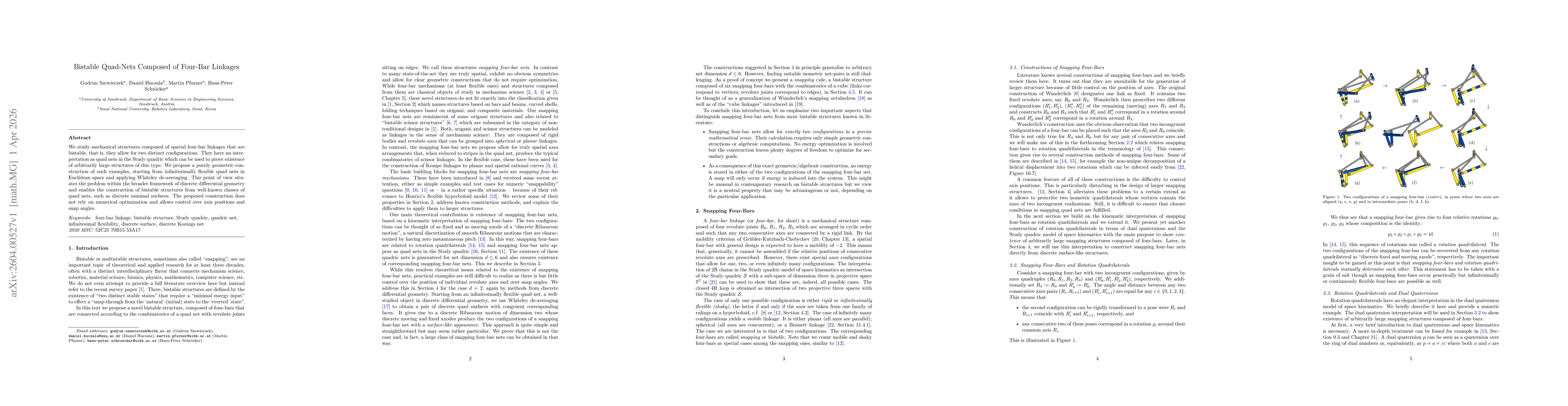 Thumbnail for Bistable Quad-Nets Composed of Four-Bar Linkages