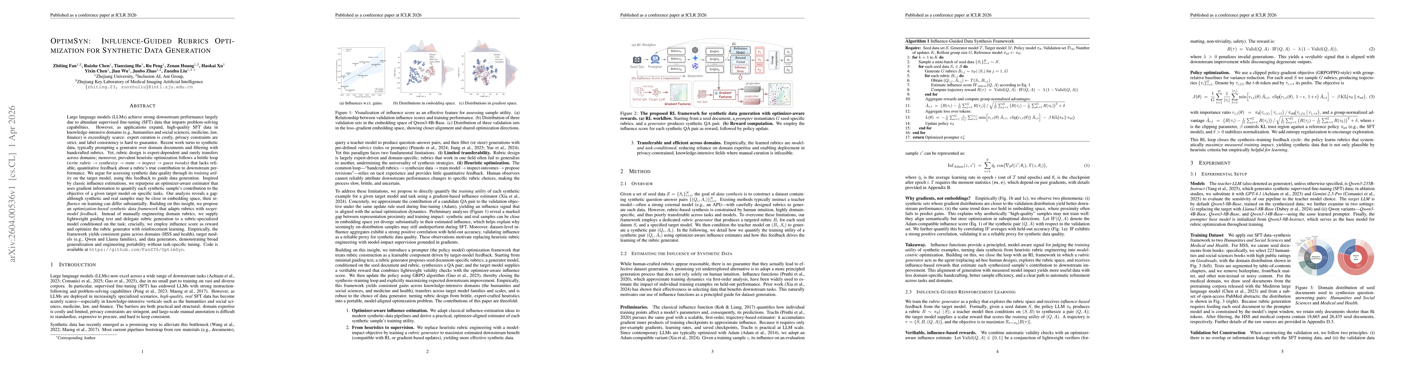 Thumbnail for Optimsyn: Influence-Guided Rubrics Optimization for Synthetic Data Generation