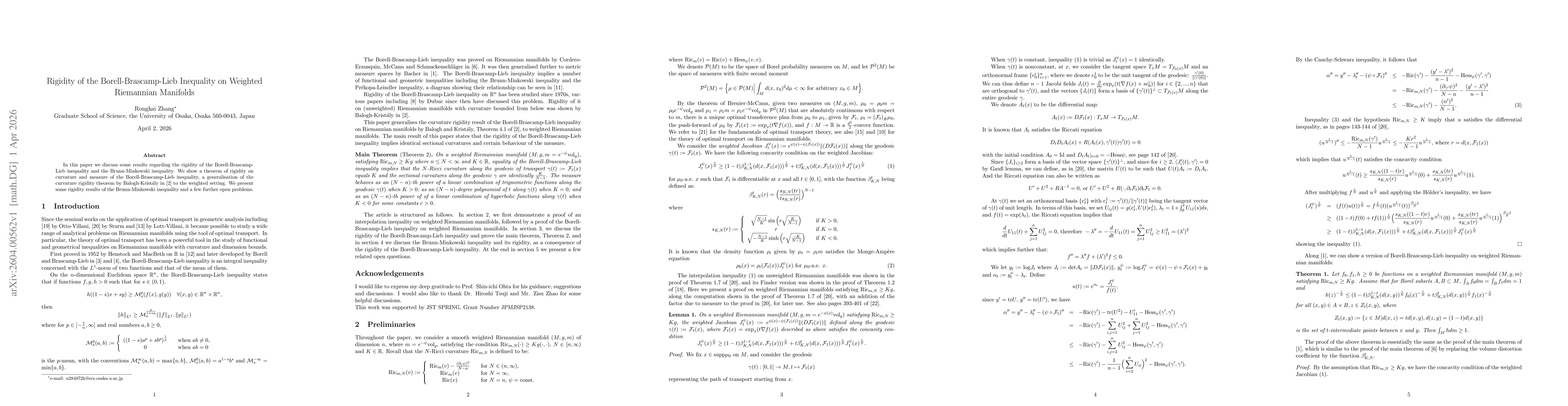 Thumbnail for Rigidity of the Borell-Brascamp-Lieb Inequality on Weighted Riemannian Manifolds