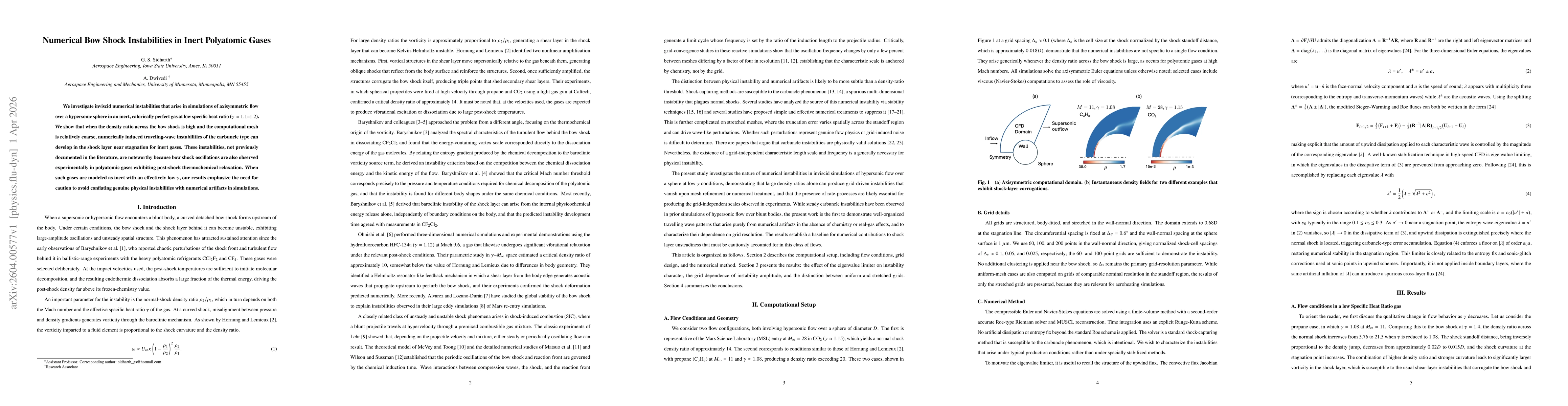 Thumbnail for Numerical Bow Shock Instabilities in Inert Polyatomic Gases