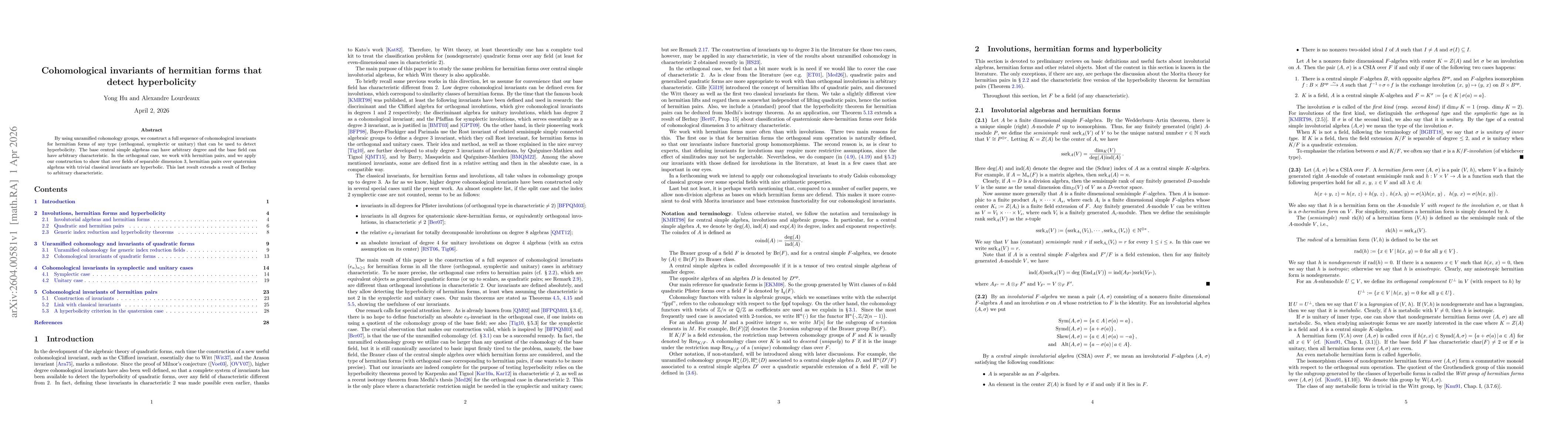 Thumbnail for Cohomological invariants of hermitian forms that detect hyperbolicity