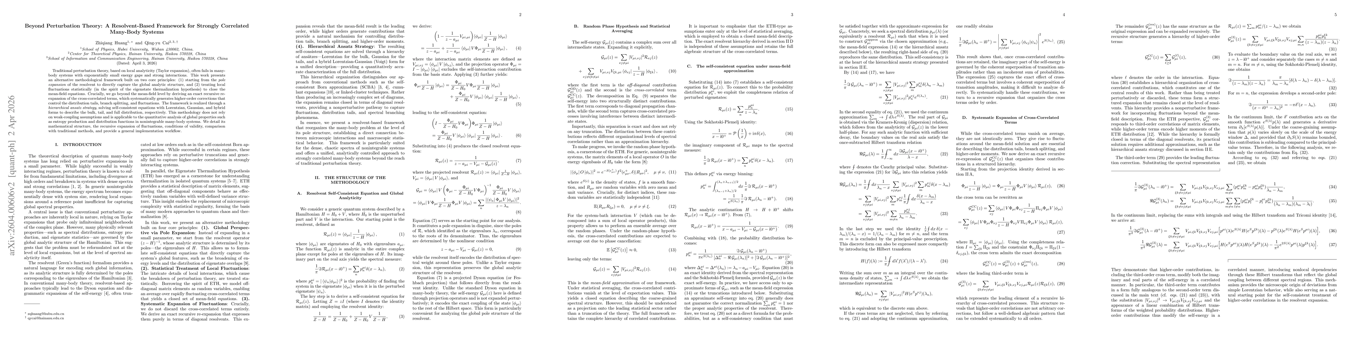 Thumbnail for Beyond Perturbation Theory: A Resolvent-Based Framework for Strongly Correlated Many-Body Systems