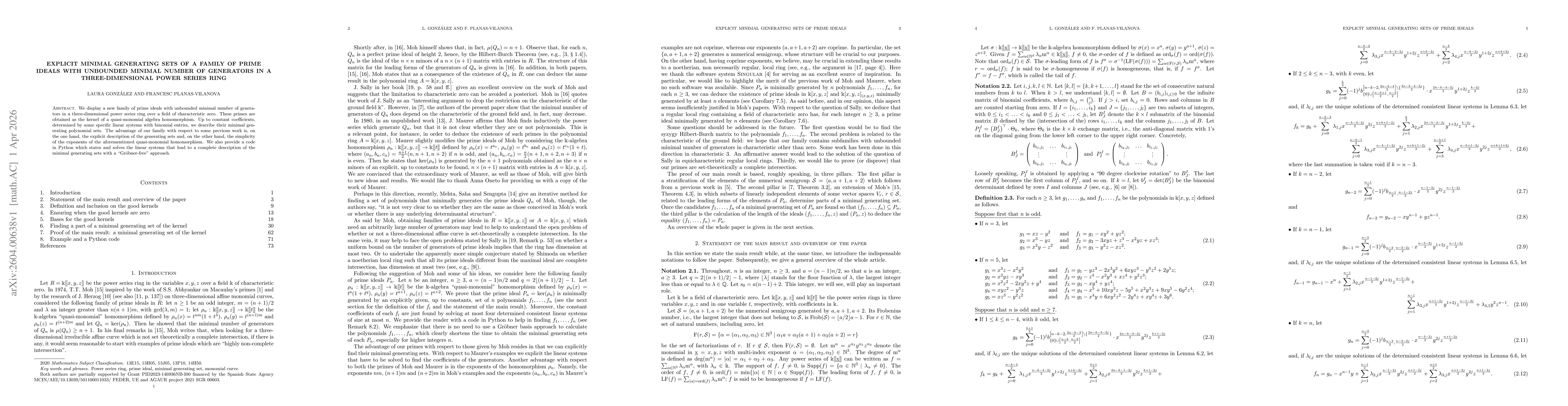 Thumbnail for Explicit minimal generating sets of a family of prime ideals with unbounded minimal number of generators in a three-dimensional power series ring