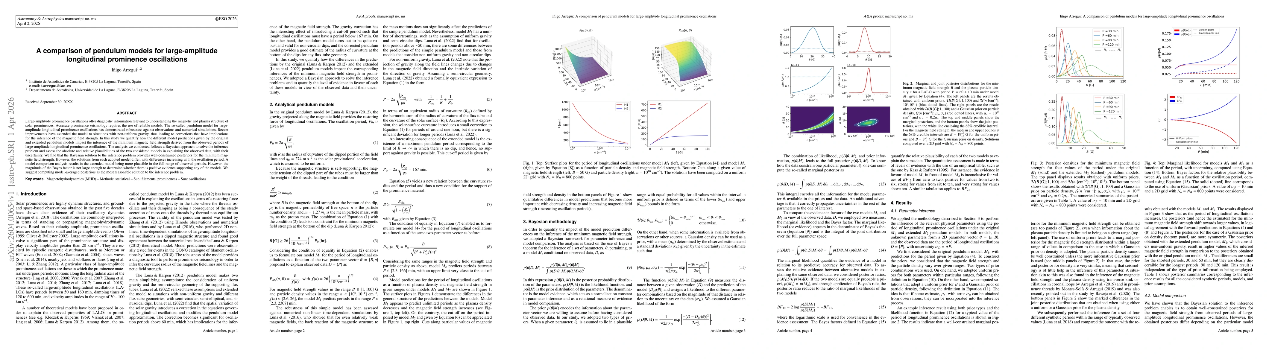 Thumbnail for A comparison of pendulum models for large-amplitude longitudinal prominence oscillations