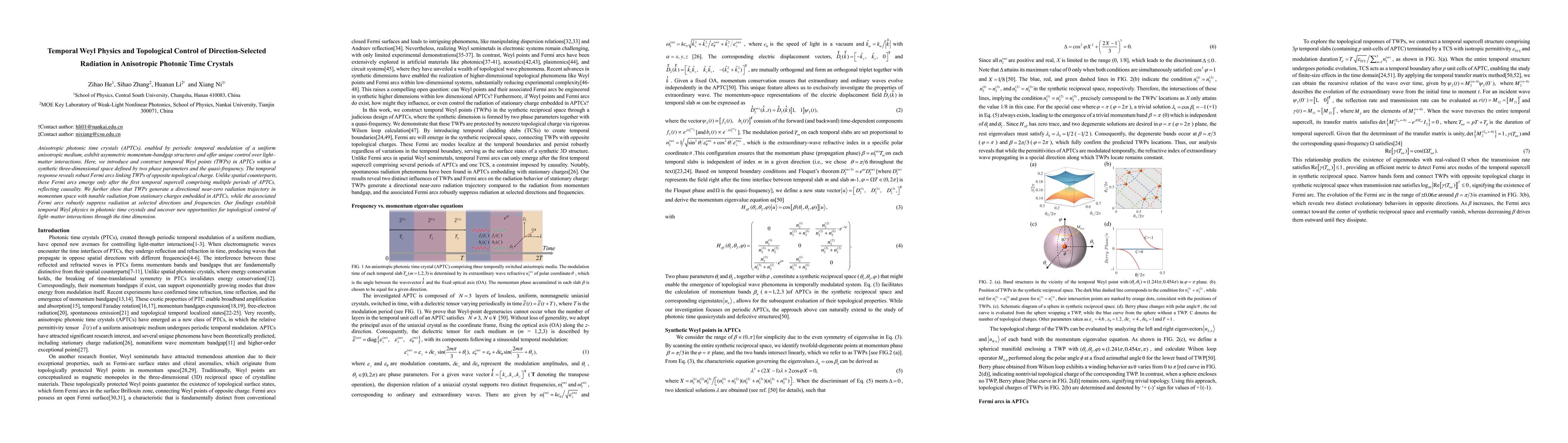 Thumbnail for Temporal Weyl Physics and Topological Control of Direction-Selected Radiation in Anisotropic Photonic Time Crystals