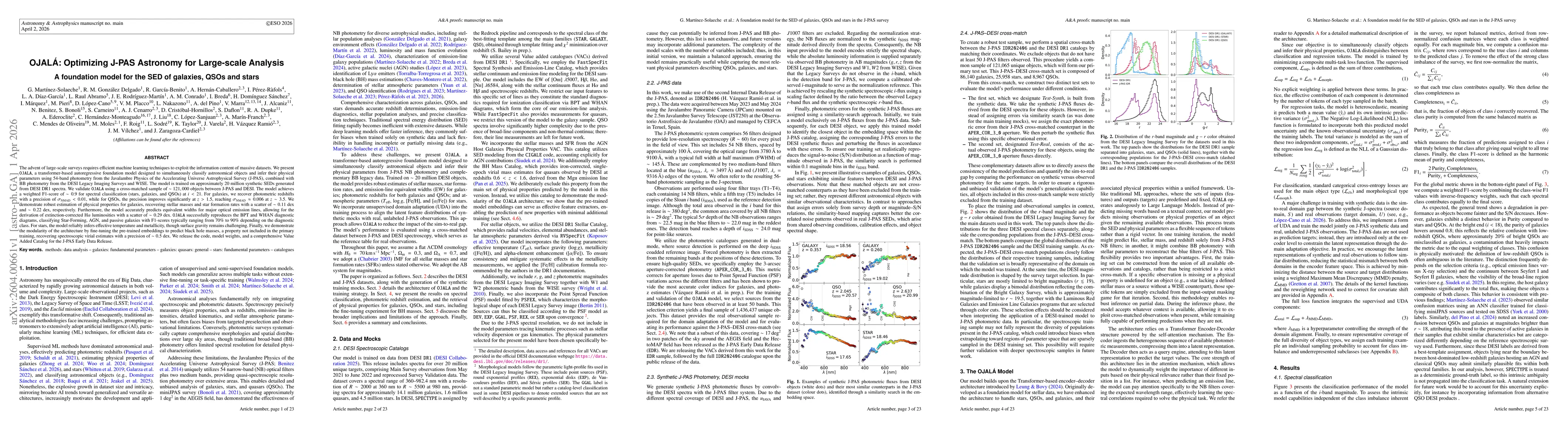 Thumbnail for OJALÁ: Optimizing J-PAS Astronomy for Large-scale Analysis. A foundation model for the SED of galaxies, QSOs and stars