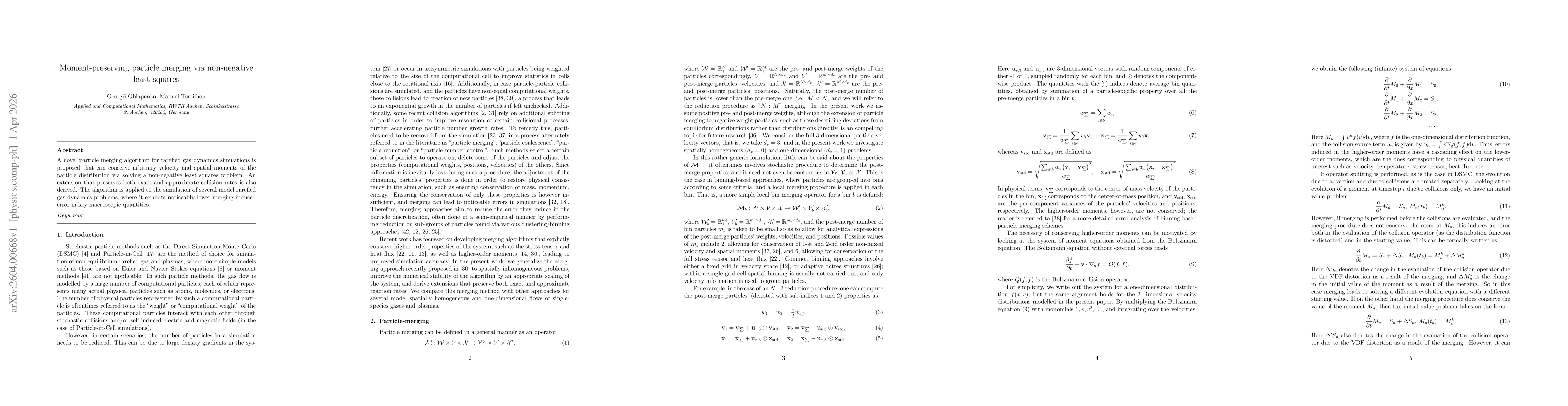 Thumbnail for Moment-preserving particle merging via non-negative least squares