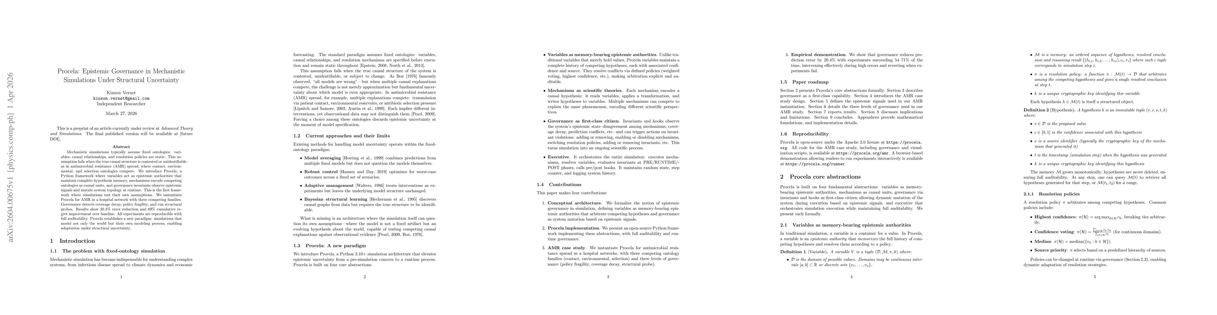 Thumbnail for Procela: Epistemic Governance in Mechanistic Simulations Under Structural Uncertainty