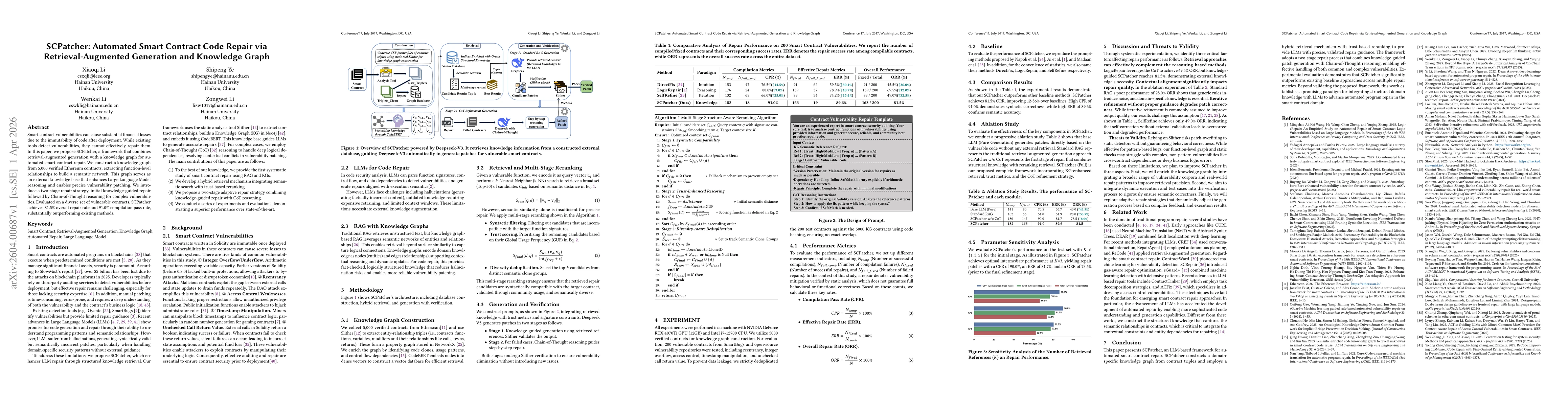 Thumbnail for SCPatcher: Automated Smart Contract Code Repair via Retrieval-Augmented Generation and Knowledge Graph