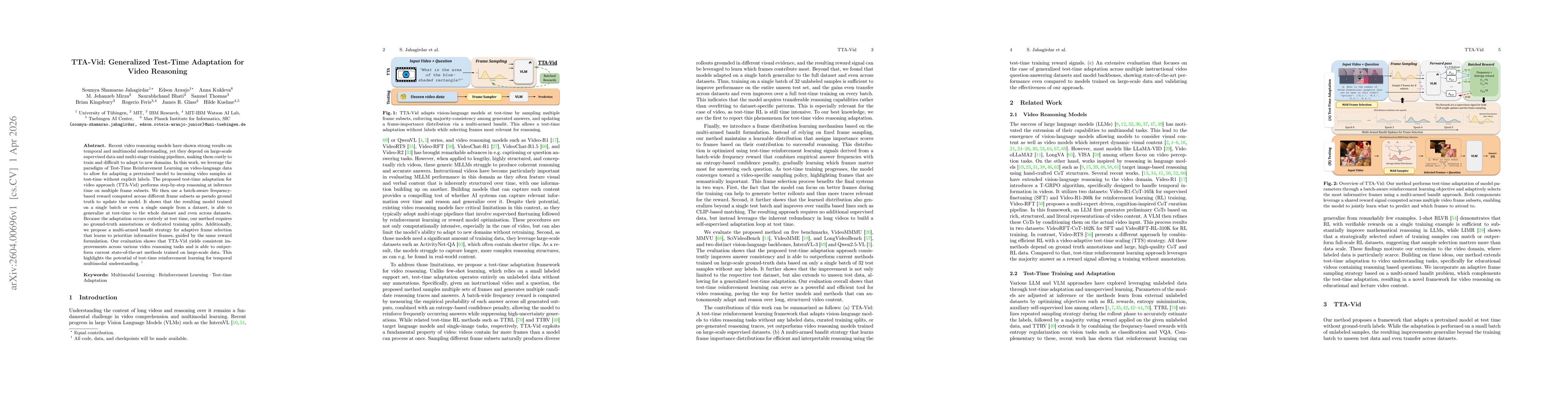 Thumbnail for TTA-Vid: Generalized Test-Time Adaptation for Video Reasoning