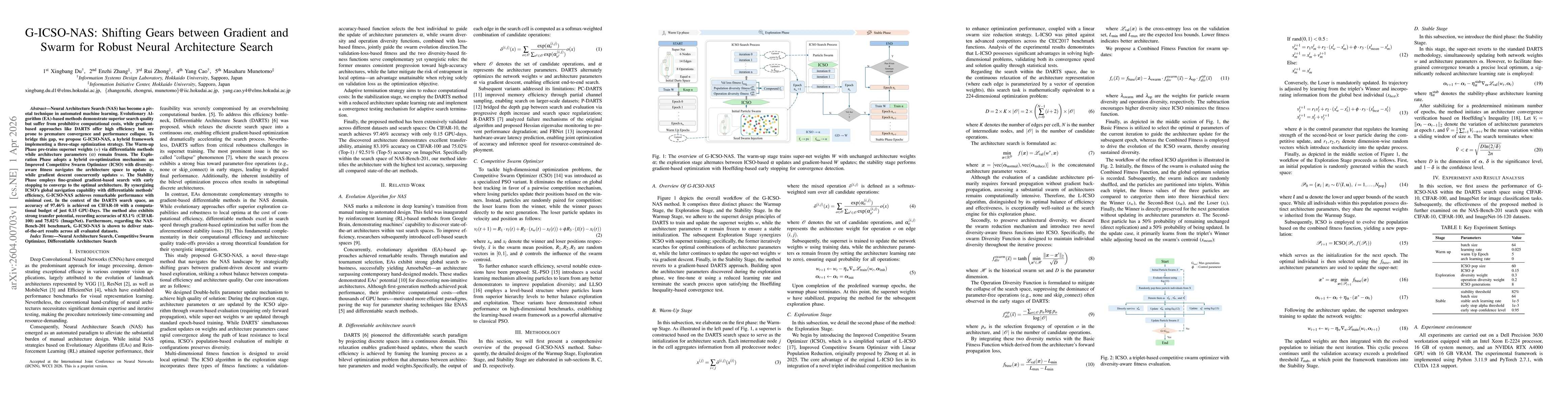 Thumbnail for G-ICSO-NAS: Shifting Gears between Gradient and Swarm for Robust Neural Architecture Search