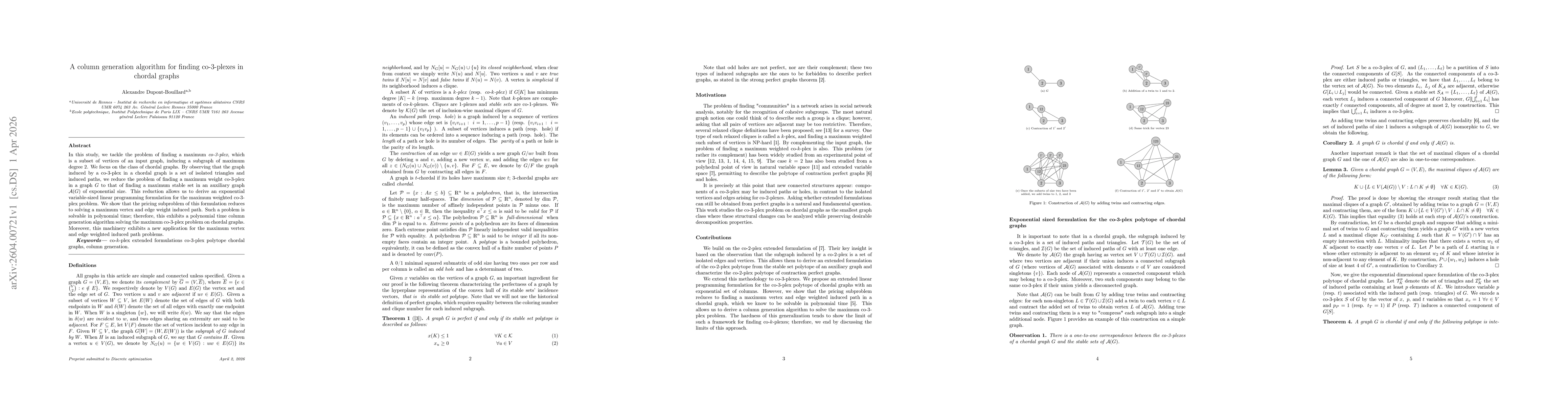 Thumbnail for A column generation algorithm for finding co-3-plexes in chordal graphs