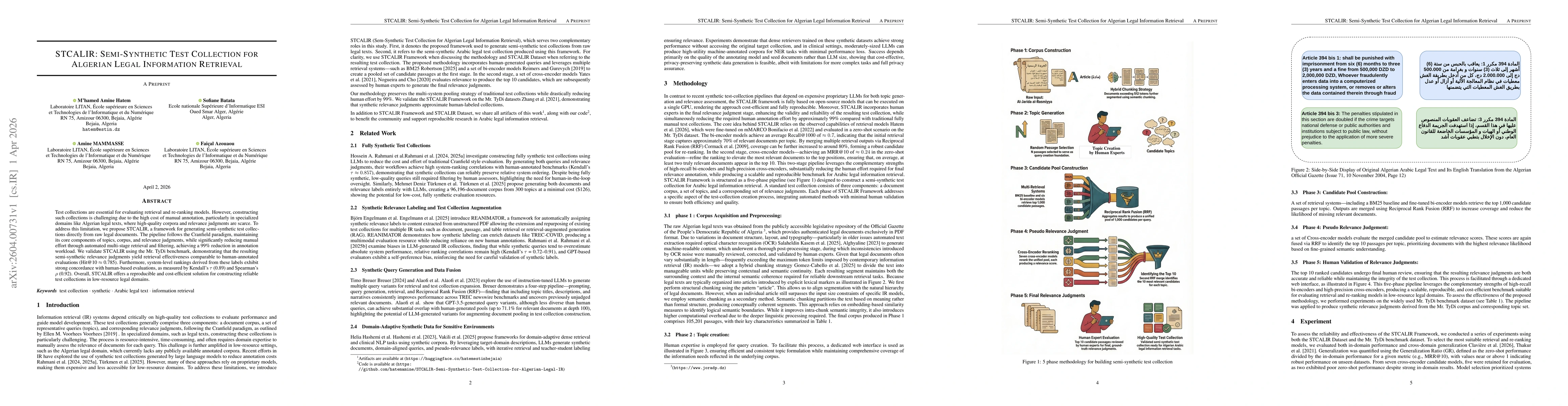 Thumbnail for STCALIR: Semi-Synthetic Test Collection for Algerian Legal Information Retrieval