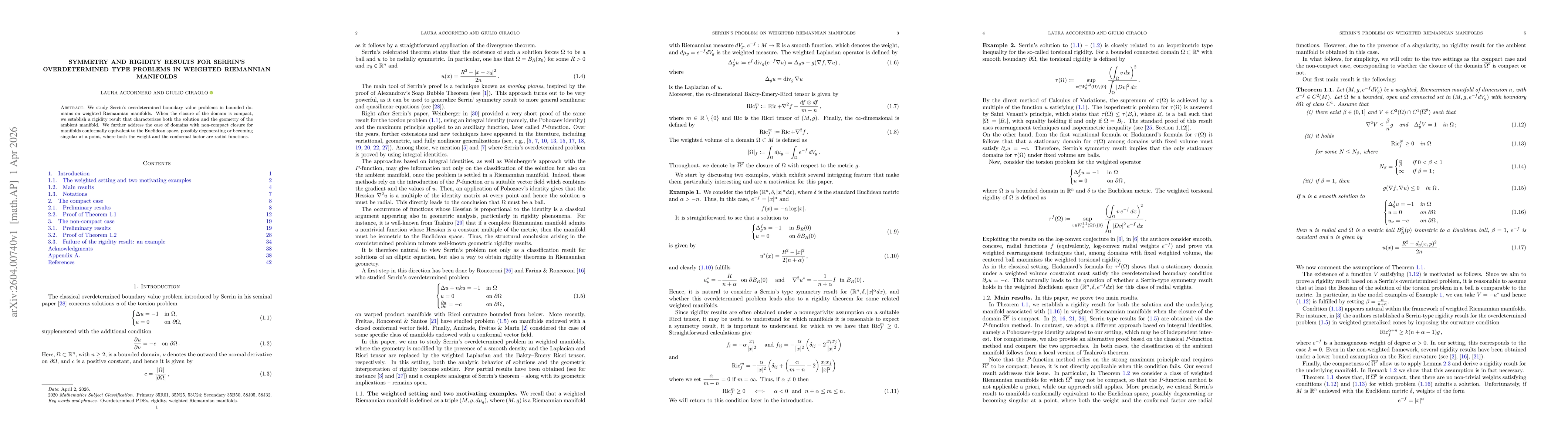 Thumbnail for Symmetry and rigidity results for Serrin's overdetermined type problems in weighted Riemannian manifolds