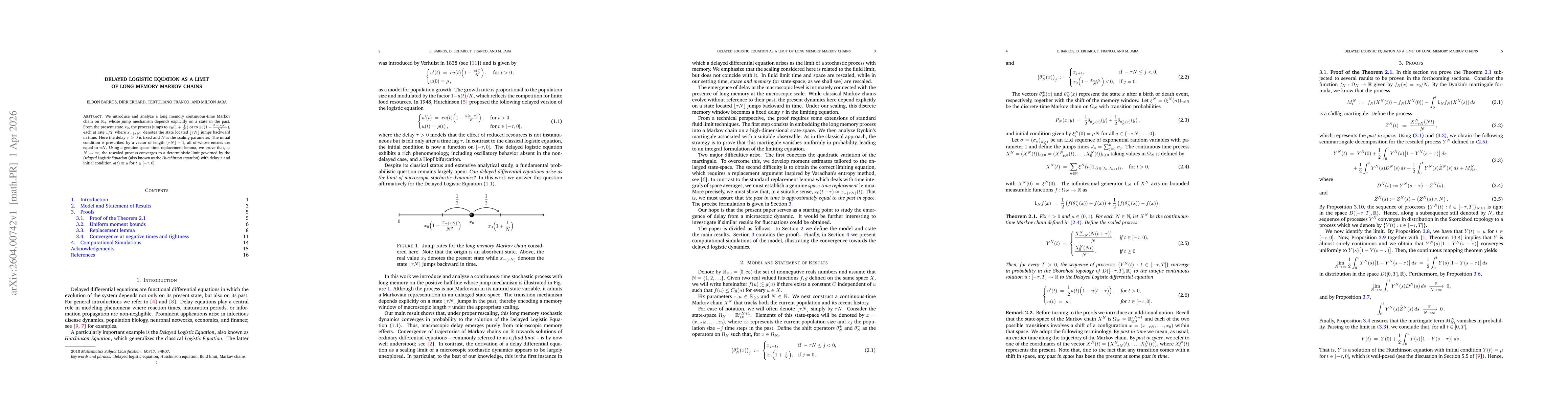Thumbnail for Delayed logistic equation as a limit of long memory Markov chains