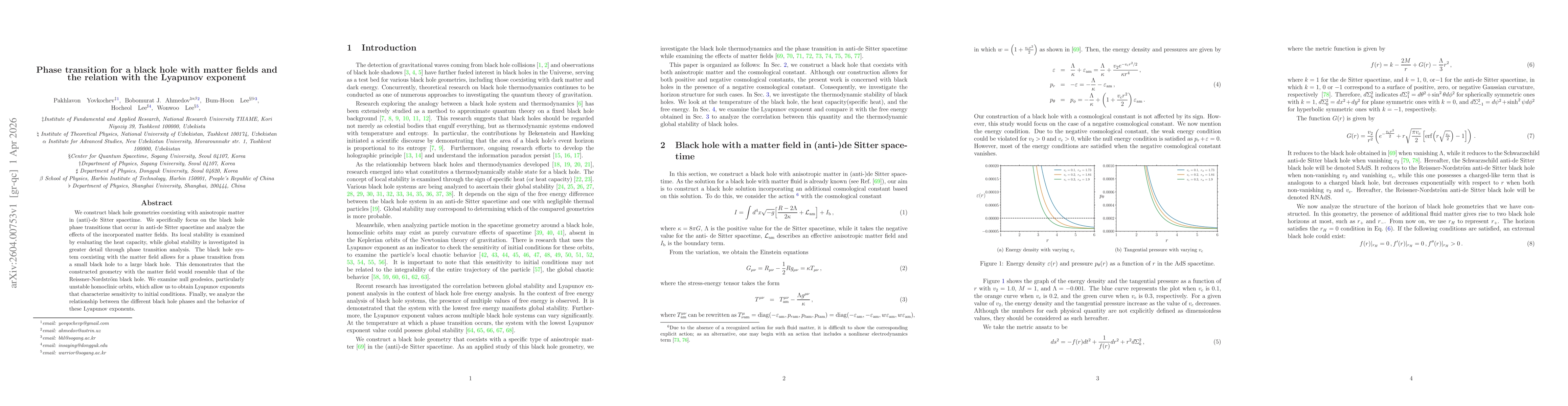 Thumbnail for Phase transition for a black hole with matter fields and the relation with the Lyapunov exponent
