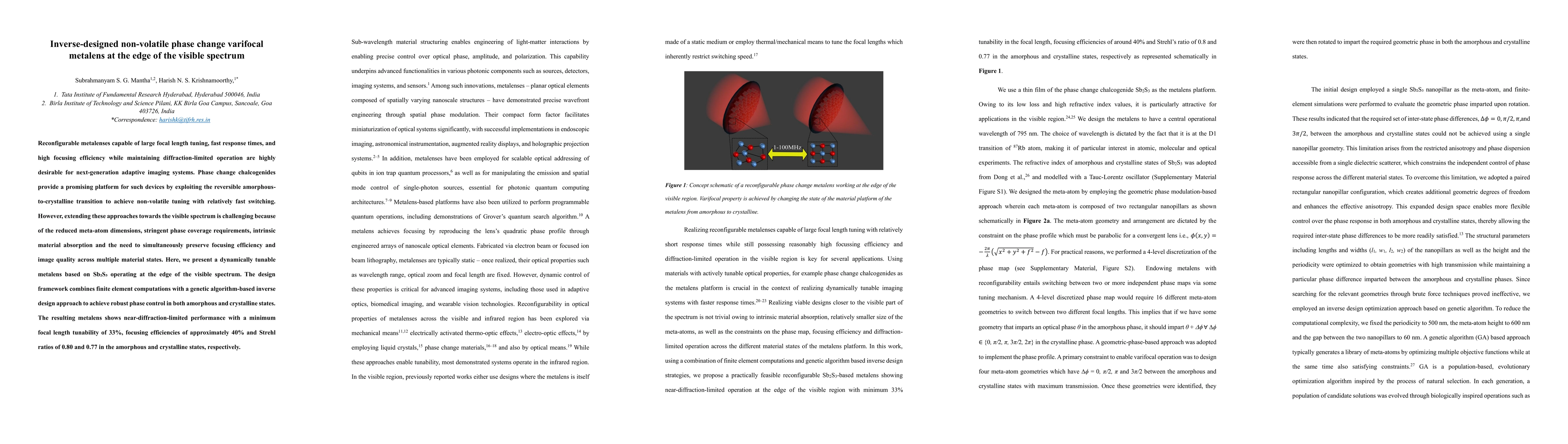 Thumbnail for Inverse-designed non-volatile phase change varifocal metalens at the edge of the visible spectrum