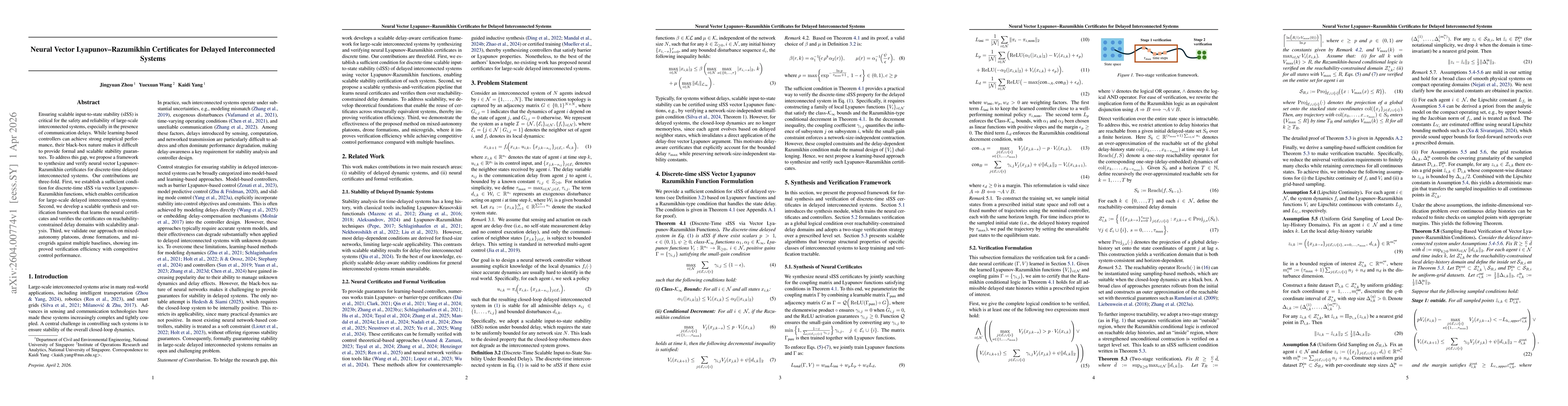 Thumbnail for Neural Vector Lyapunov-Razumikhin Certificates for Delayed Interconnected Systems