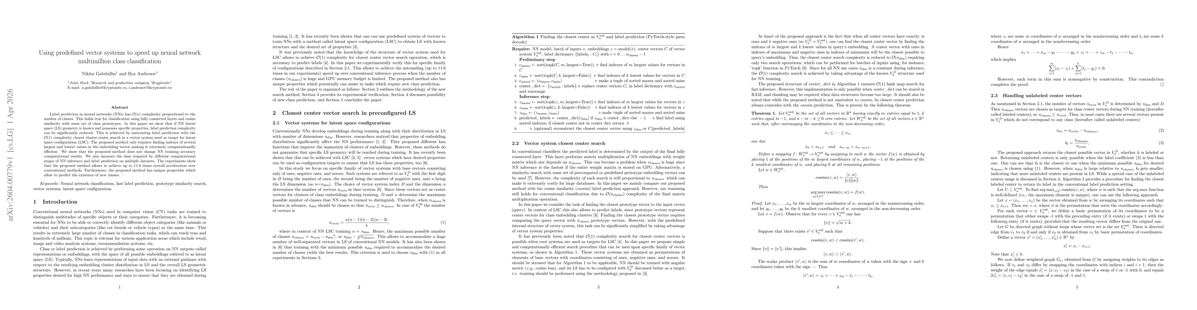 Thumbnail for Using predefined vector systems to speed up neural network multimillion class classification
