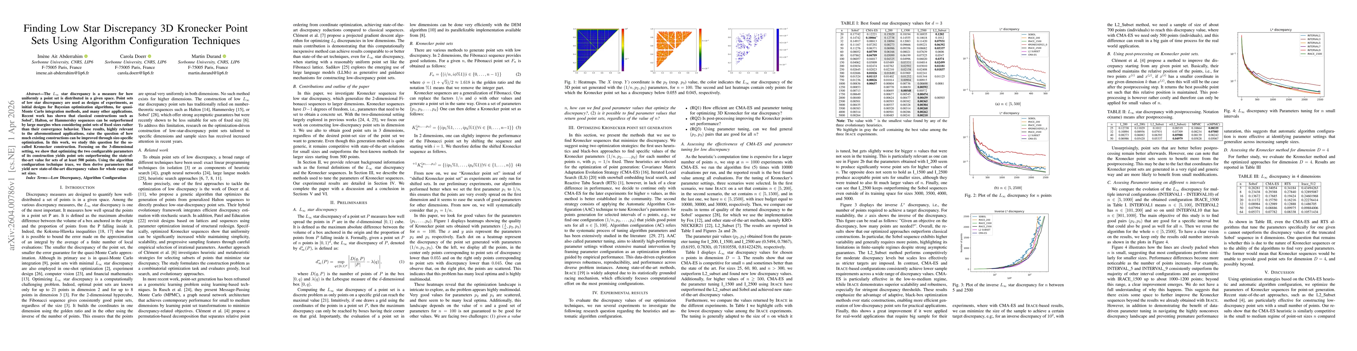 Thumbnail for Finding Low Star Discrepancy 3D Kronecker Point Sets Using Algorithm Configuration Techniques