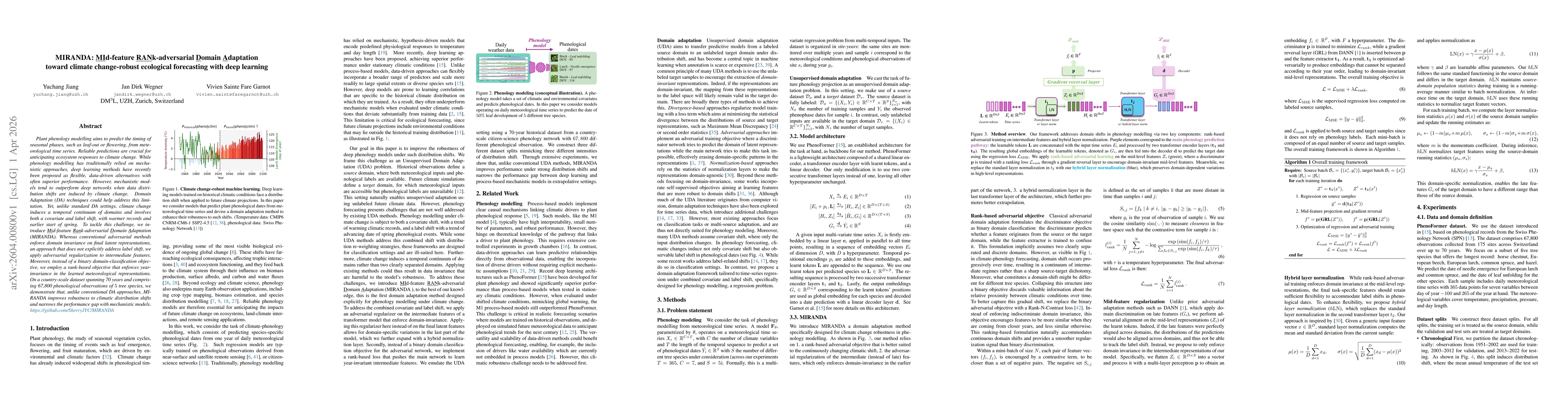 Thumbnail for MIRANDA: MId-feature RANk-adversarial Domain Adaptation toward climate change-robust ecological forecasting with deep learning