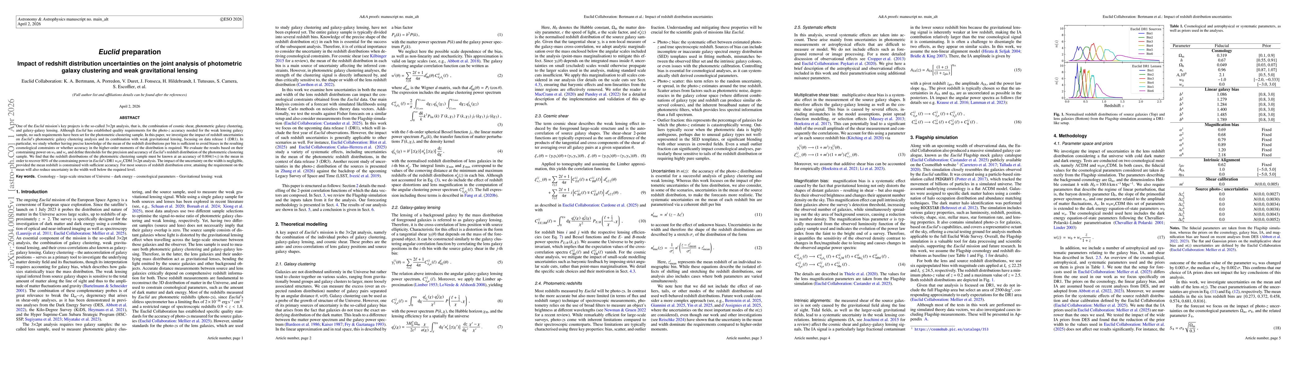 Thumbnail for Euclid preparation. Impact of redshift distribution uncertainties on the joint analysis of photometric galaxy clustering and weak gravitational lensing